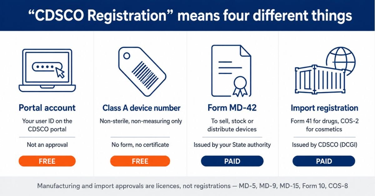 Four meanings of CDSCO registration: portal account, Class A device registration number, Form MD-42 certificate and import registration certificate