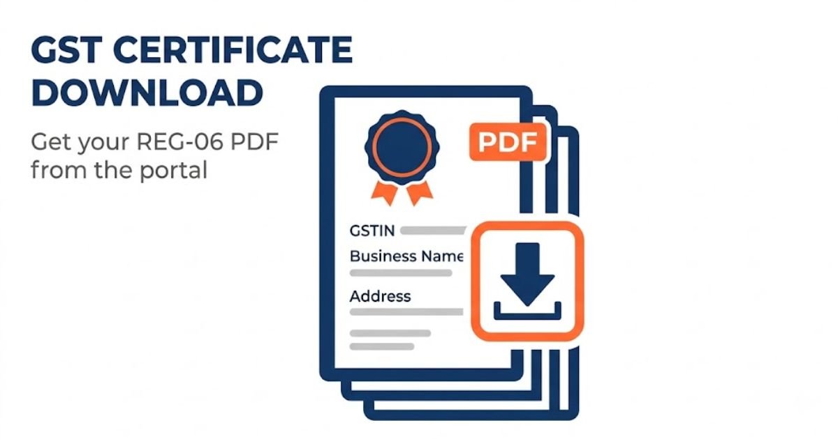  Downloading the GST registration certificate REG-06 PDF from the GST portal