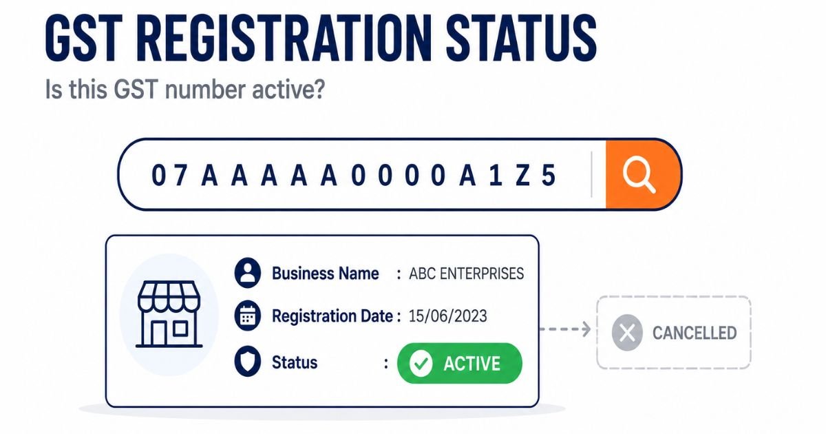 Checking whether a GST number is active on the GST portal Search Taxpayer page
