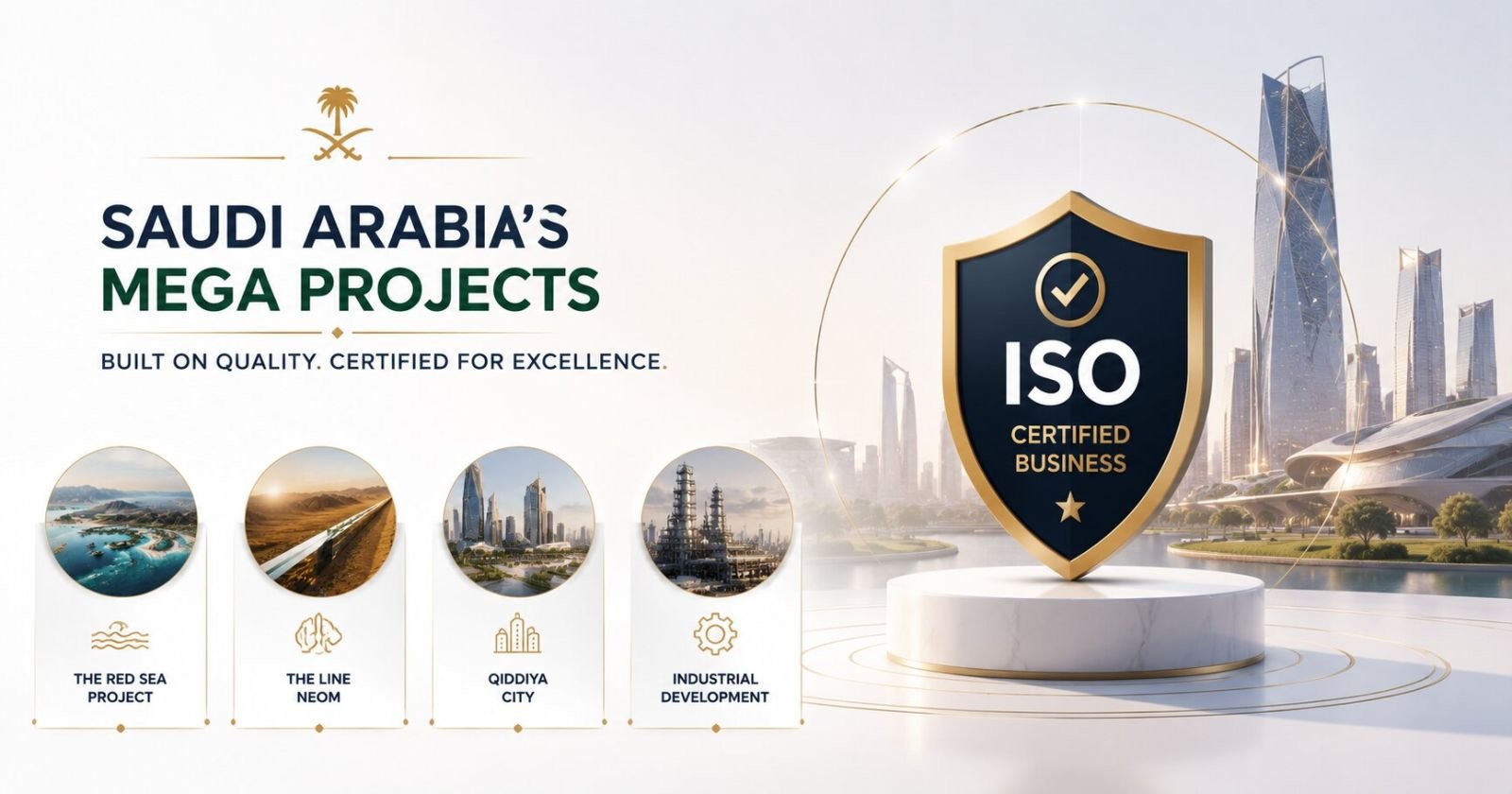 Saudi Arabia mega projects using ISO certification and quality standards for infrastructure development and business growth
