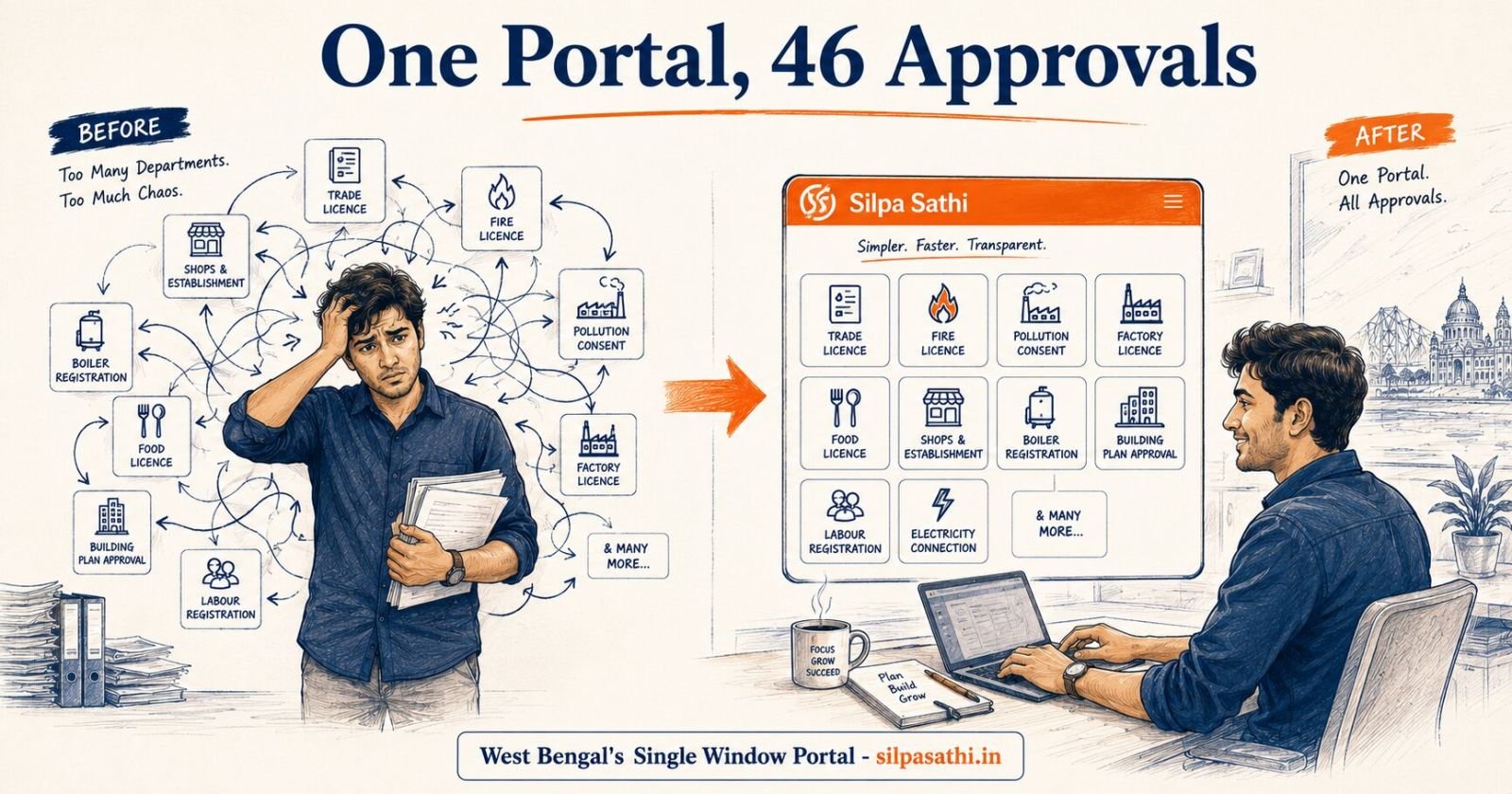 Silpa Sathi Single Window Portal West Bengal one login for 46 approvals after company registration