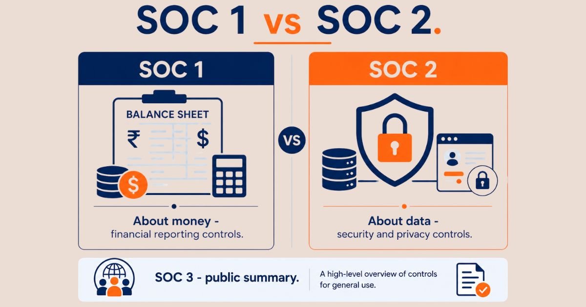 Difference between SOC 1 and SOC 2, financial reporting controls versus data security controls