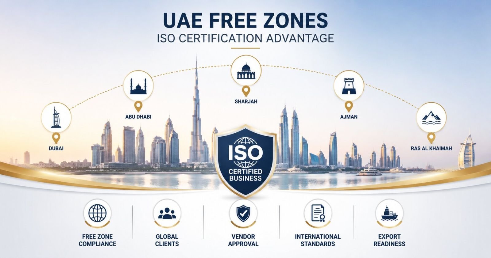 UAE gateway to global markets showing how ISO certification supports international trade compliance and business expansion