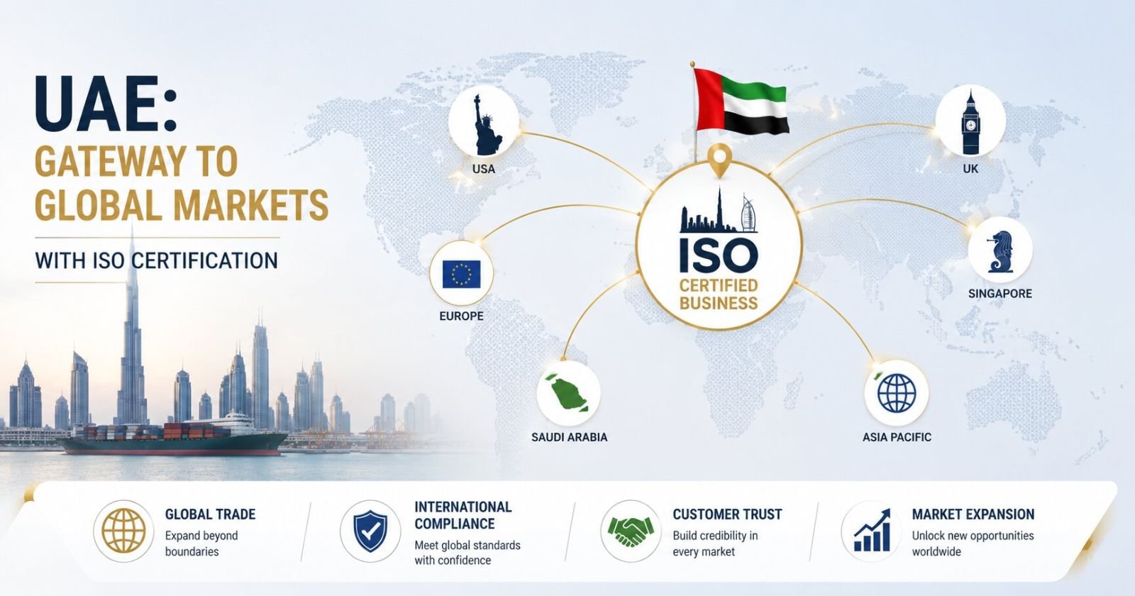 UAE free zones and emirates using ISO certification for compliance international trade and business growth