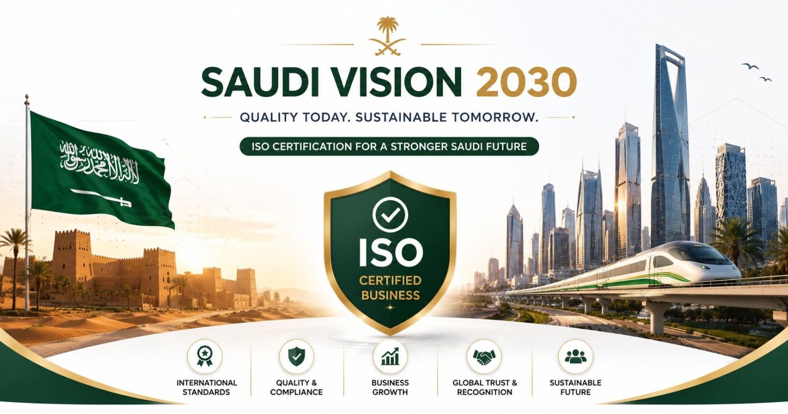 Saudi Vision 2030 and ISO certification supporting quality compliance innovation and business transformation